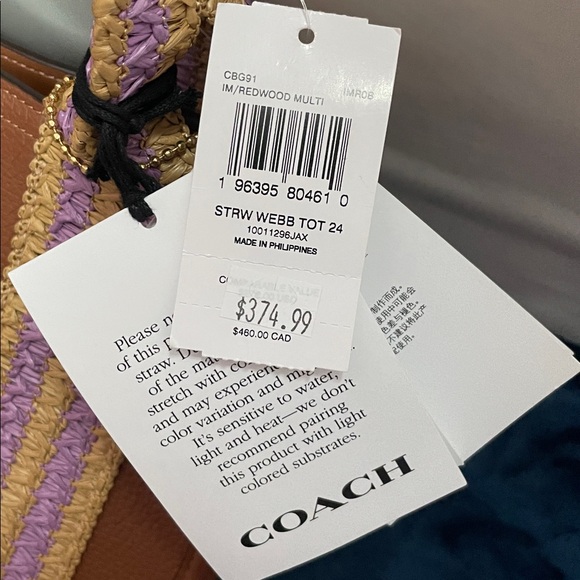 NWT Coach Straw Webb Tote 24 - Picture 2 of 13